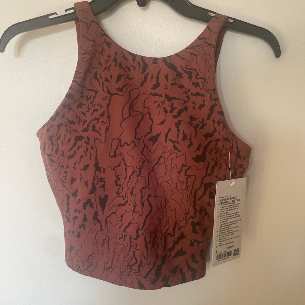 Lululemon Athletica Red Abstract Crop Top